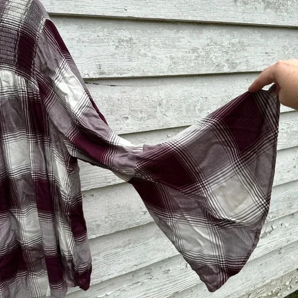 Lane Bryant blouse deep plum and cream plaid size 22 90’s grunge Y2K plus size‎ - Picture 3 of 6